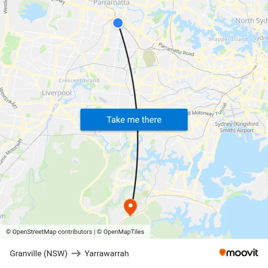 Granville (NSW) to Yarrawarrah map