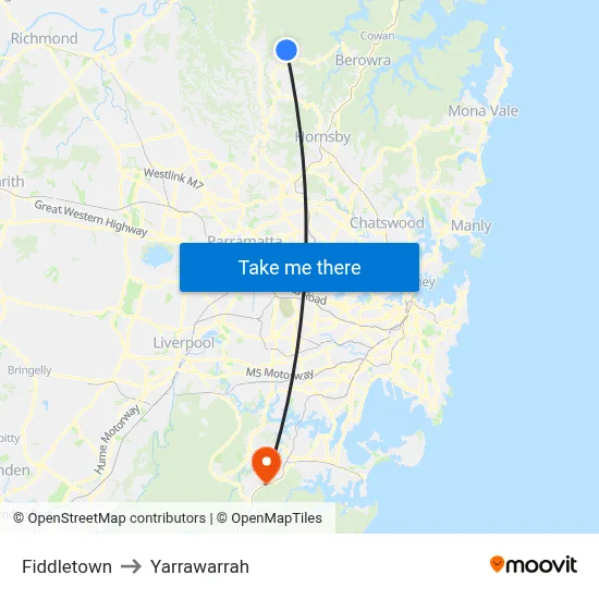Fiddletown to Yarrawarrah map