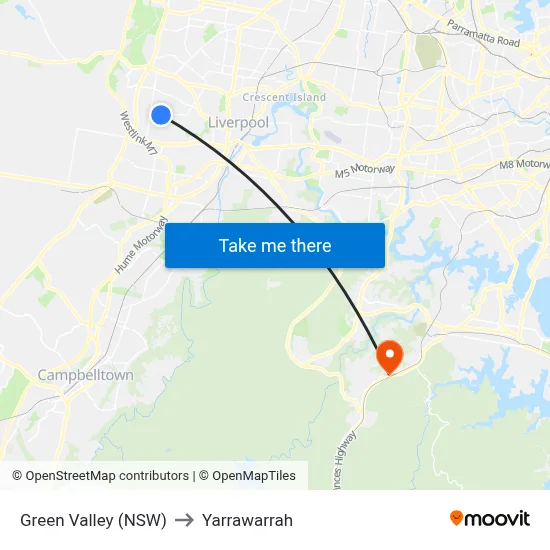 Green Valley (NSW) to Yarrawarrah map