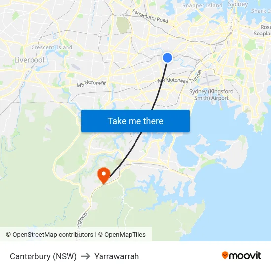 Canterbury (NSW) to Yarrawarrah map