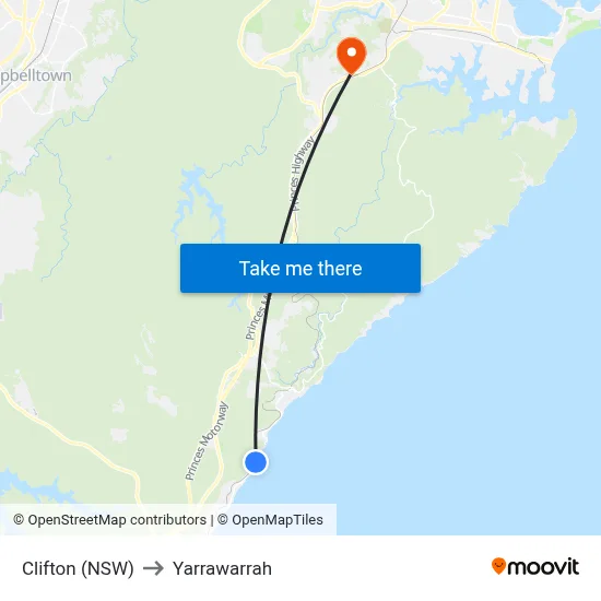 Clifton (NSW) to Yarrawarrah map