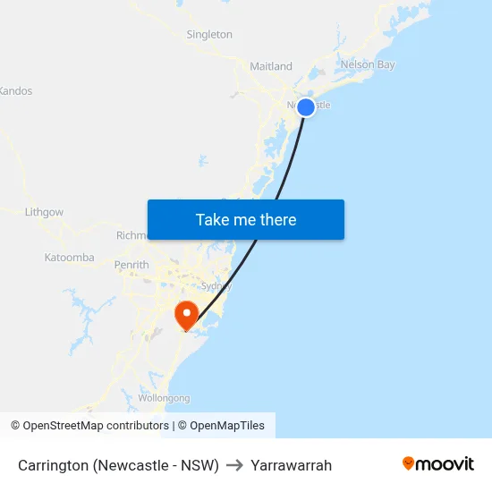 Carrington (Newcastle - NSW) to Yarrawarrah map