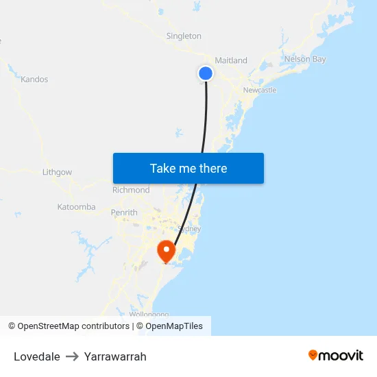 Lovedale to Yarrawarrah map