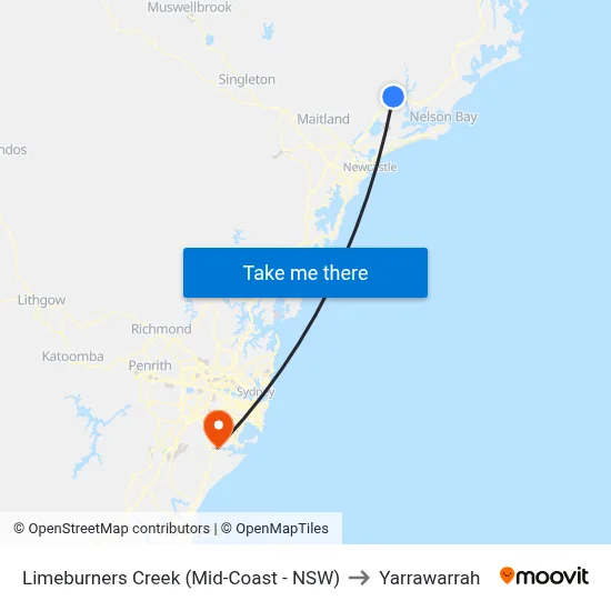 Limeburners Creek (Mid-Coast - NSW) to Yarrawarrah map