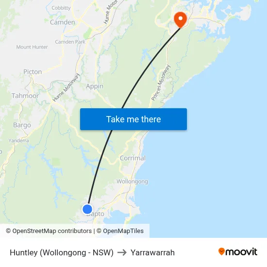 Huntley (Wollongong - NSW) to Yarrawarrah map