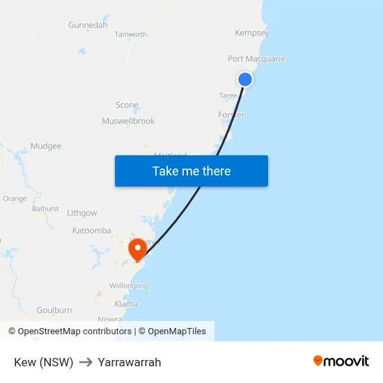 Kew (NSW) to Yarrawarrah map