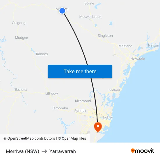 Merriwa (NSW) to Yarrawarrah map