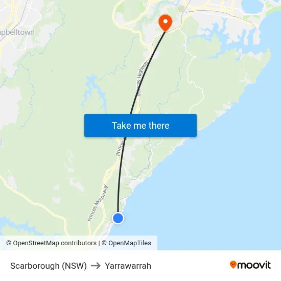 Scarborough (NSW) to Yarrawarrah map