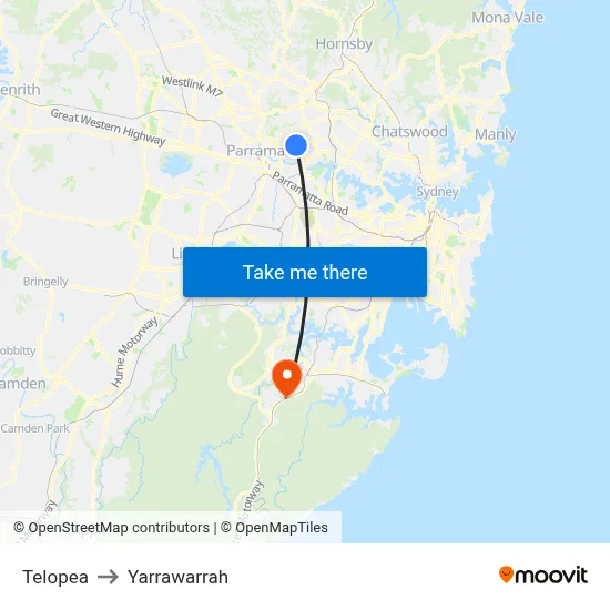 Telopea to Yarrawarrah map