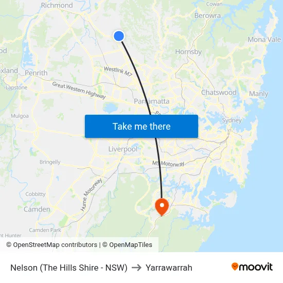 Nelson (The Hills Shire - NSW) to Yarrawarrah map