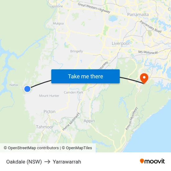 Oakdale (NSW) to Yarrawarrah map
