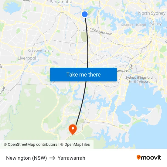 Newington (NSW) to Yarrawarrah map