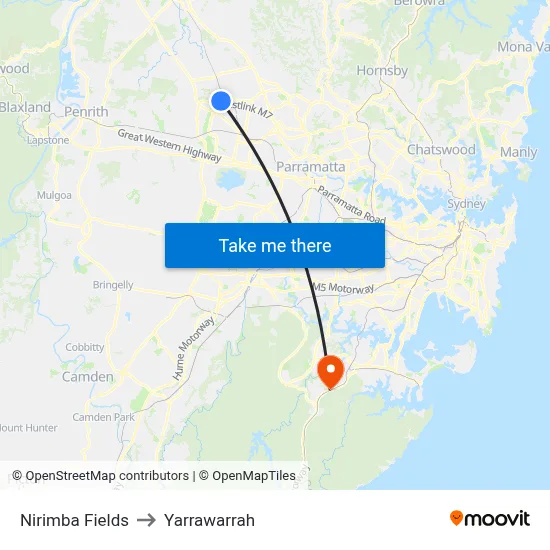 Nirimba Fields to Yarrawarrah map