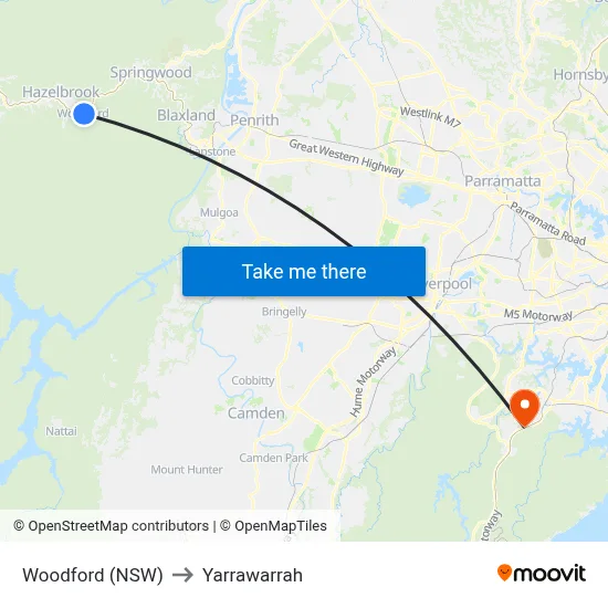 Woodford (NSW) to Yarrawarrah map