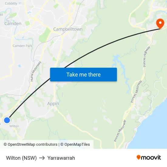 Wilton (NSW) to Yarrawarrah map