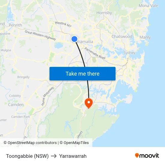 Toongabbie (NSW) to Yarrawarrah map