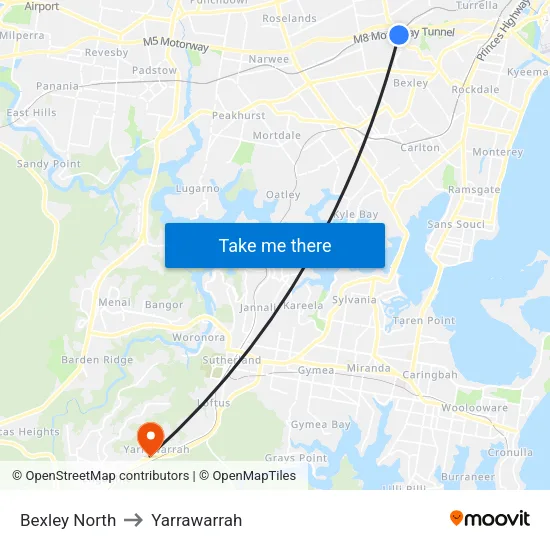 Bexley North to Yarrawarrah map