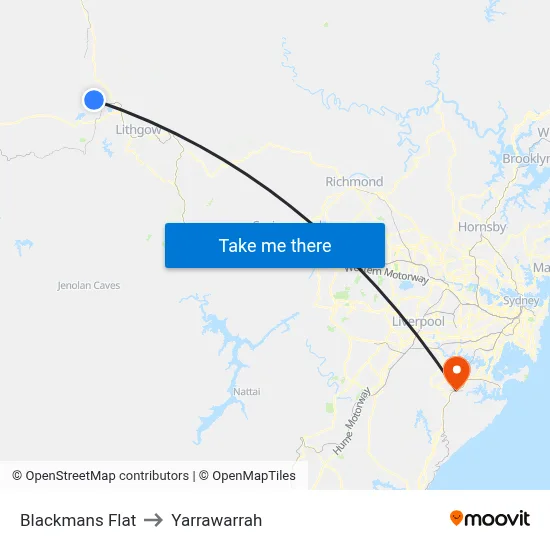 Blackmans Flat to Yarrawarrah map