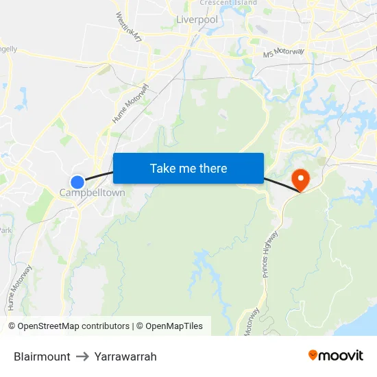 Blairmount to Yarrawarrah map