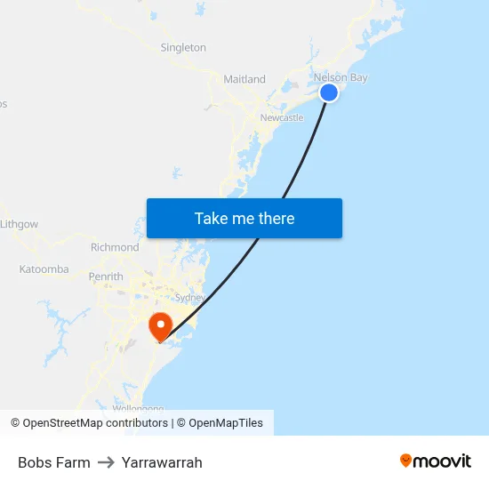 Bobs Farm to Yarrawarrah map