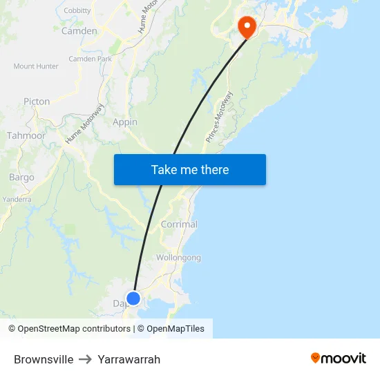 Brownsville to Yarrawarrah map