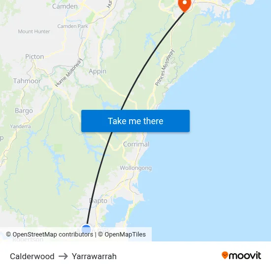 Calderwood to Yarrawarrah map