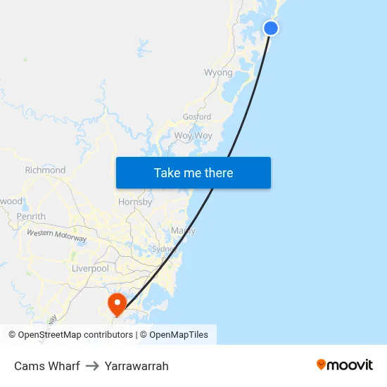 Cams Wharf to Yarrawarrah map
