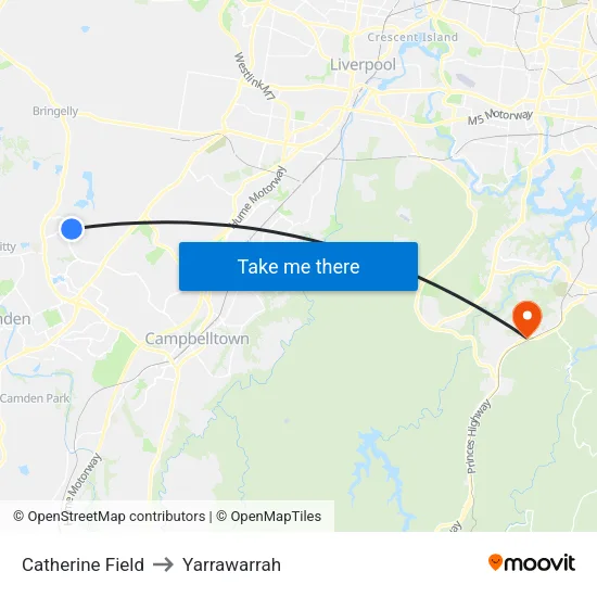 Catherine Field to Yarrawarrah map