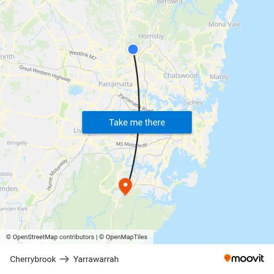 Cherrybrook to Yarrawarrah map