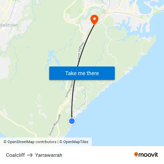 Coalcliff to Yarrawarrah map