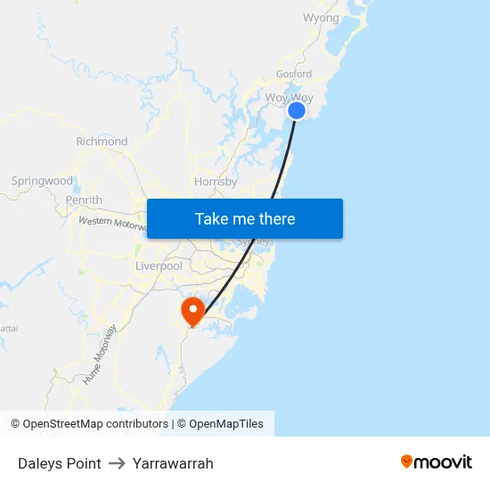 Daleys Point to Yarrawarrah map