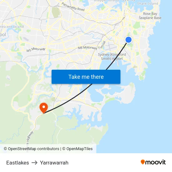 Eastlakes to Yarrawarrah map