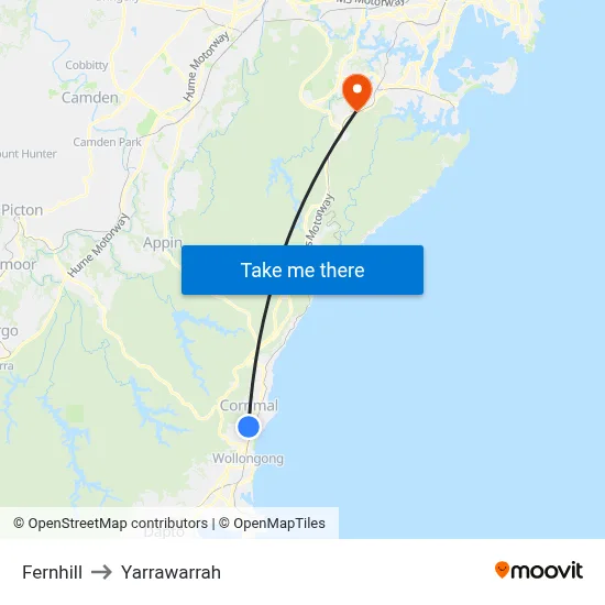 Fernhill to Yarrawarrah map