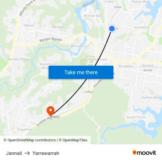 Jannali to Yarrawarrah map
