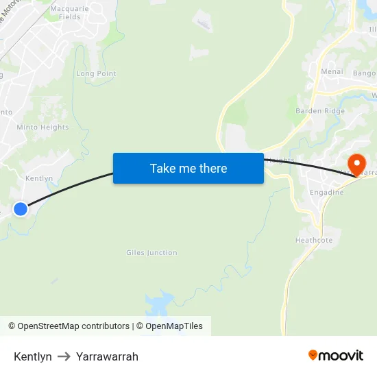 Kentlyn to Yarrawarrah map