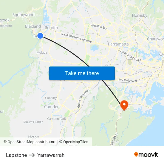 Lapstone to Yarrawarrah map