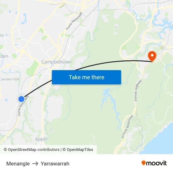 Menangle to Yarrawarrah map