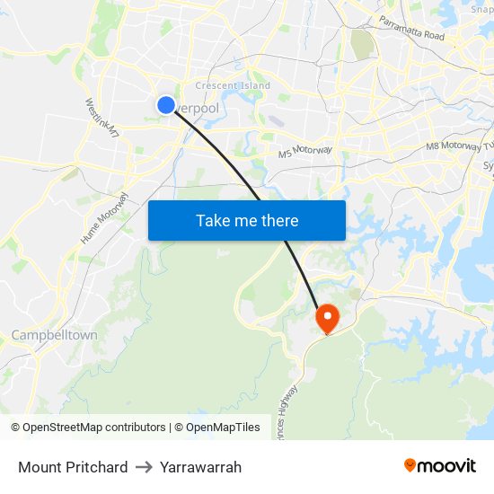 Mount Pritchard to Yarrawarrah map