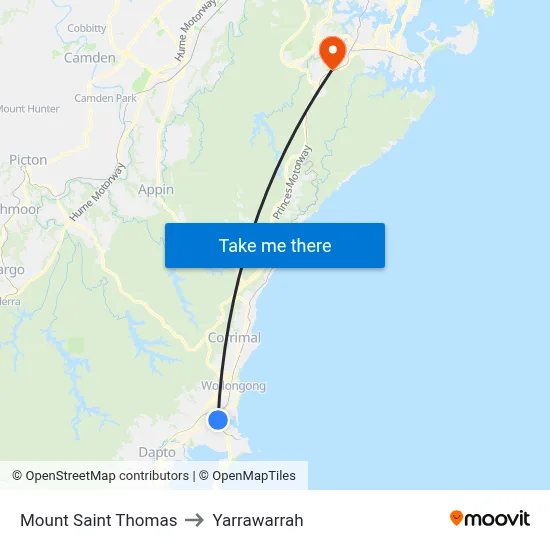 Mount Saint Thomas to Yarrawarrah map
