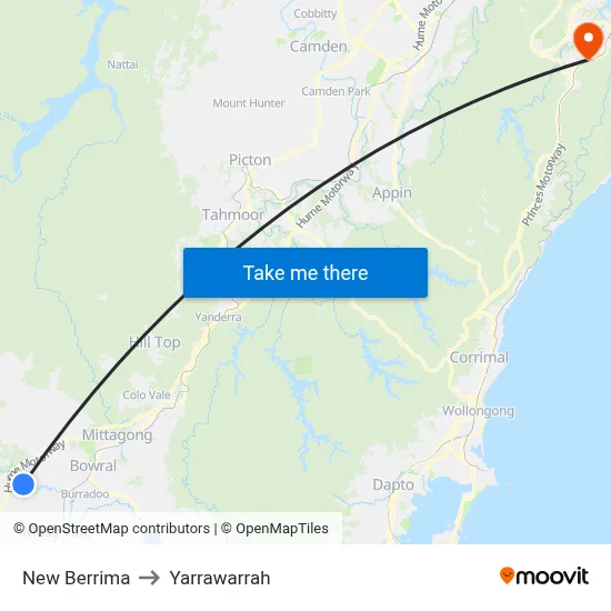 New Berrima to Yarrawarrah map