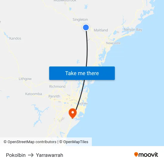 Pokolbin to Yarrawarrah map