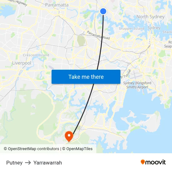Putney to Yarrawarrah map