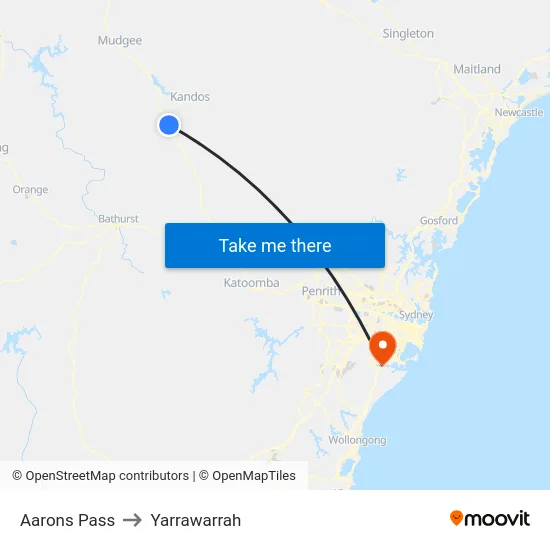Aarons Pass to Yarrawarrah map