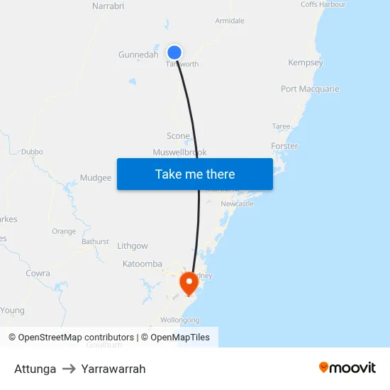 Attunga to Yarrawarrah map