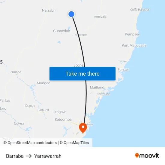 Barraba to Yarrawarrah map