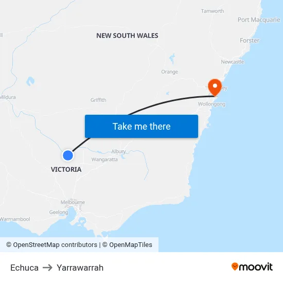 Echuca to Yarrawarrah map