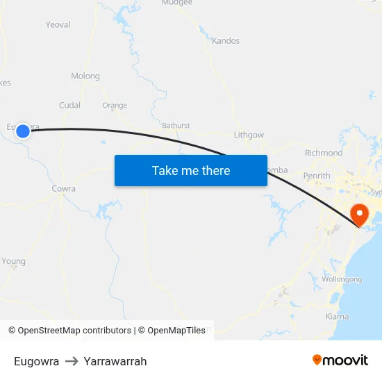 Eugowra to Yarrawarrah map