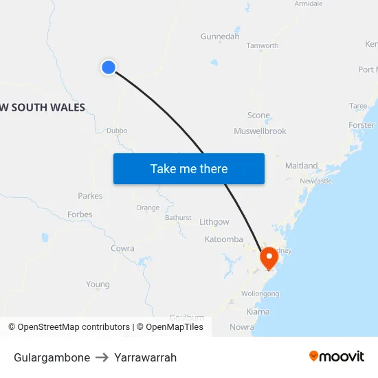 Gulargambone to Yarrawarrah map