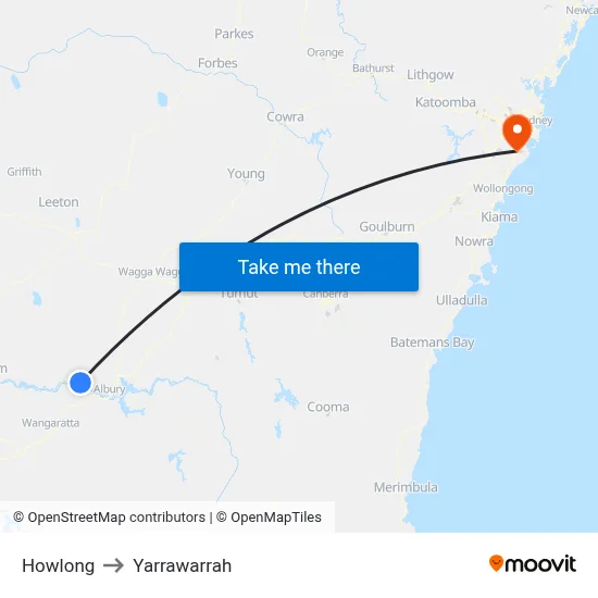 Howlong to Yarrawarrah map