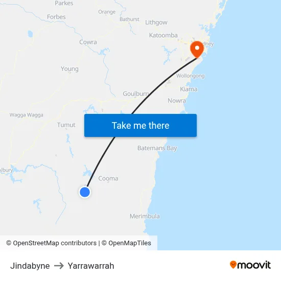 Jindabyne to Yarrawarrah map